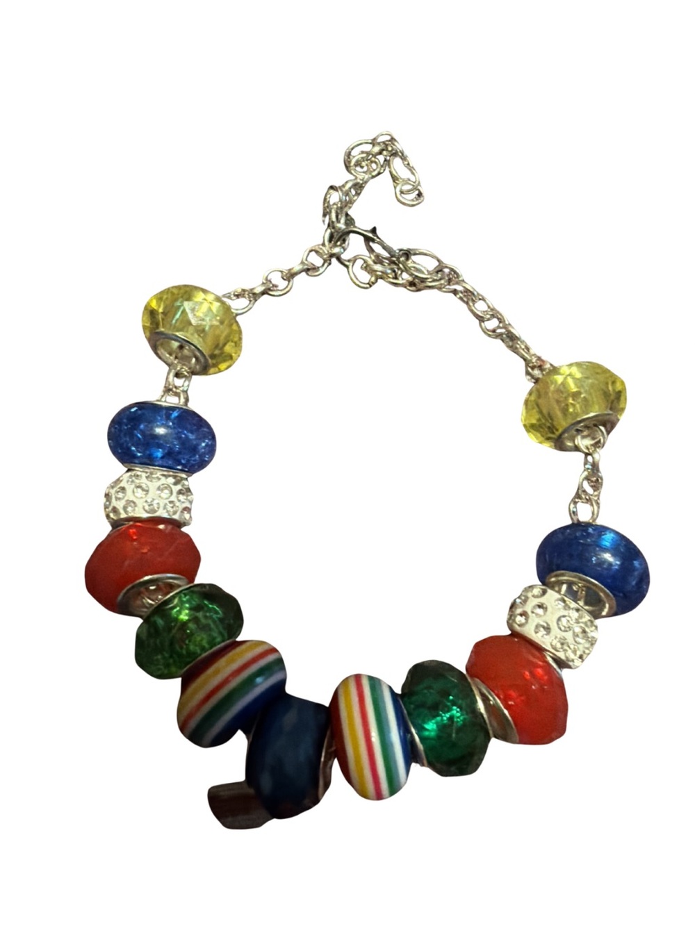 Colorful Glass Bead Charm Bracelet — Multicolor